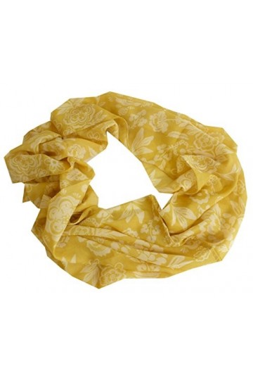Taschentrend FioreLoop Écharpe tube pour lautomne et lhiver avec motif floral 100 x 88 cm - Jaune - Taille Unique