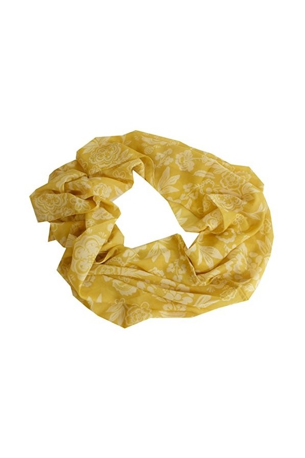 Taschentrend FioreLoop Écharpe tube pour lautomne et lhiver avec motif floral 100 x 88 cm - Jaune - Taille Unique