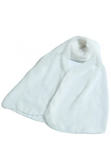 Écharpe unie en mousseline de soie CC pour femme - 45,7 x 152,4 cm de long - Légère et douce - Coutures soignées, blanc, M