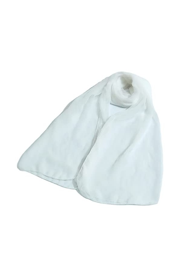 Écharpe unie en mousseline de soie CC pour femme - 45,7 x 152,4 cm de long - Légère et douce - Coutures soignées, blanc, M