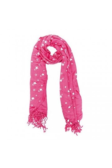 MANUMAR Écharpe pour femme dans différentes couleurs avec étoiles comme accessoire parfait pour lautomne et lhiver., rose/b