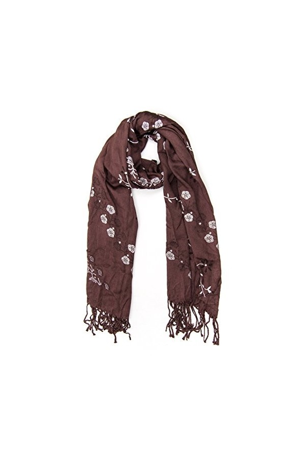 MANUMAR Écharpe pour femme en différentes couleurs avec motif floral comme accessoire parfait pour lautomne et lhiver. - - 