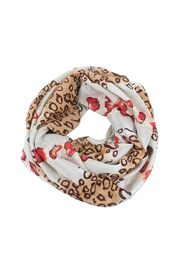 Juloppa Loop Écharpe tube pour femme Motif animal léopard zèbre Plusieurs couleurs - Marron - Taille Unique