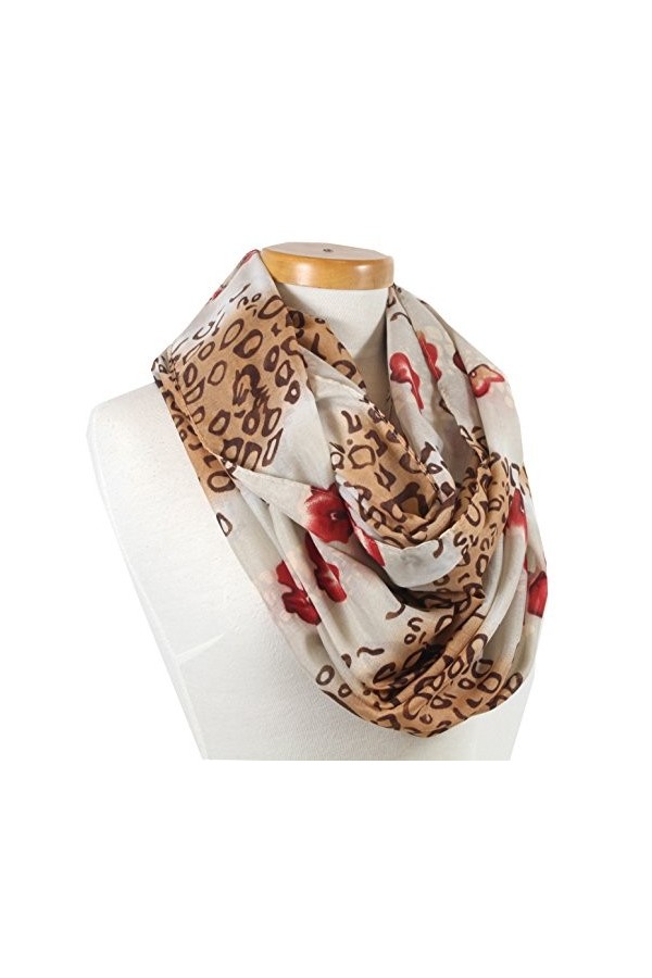 Juloppa Loop Écharpe tube pour femme Motif animal léopard zèbre Plusieurs couleurs - Marron - Taille Unique