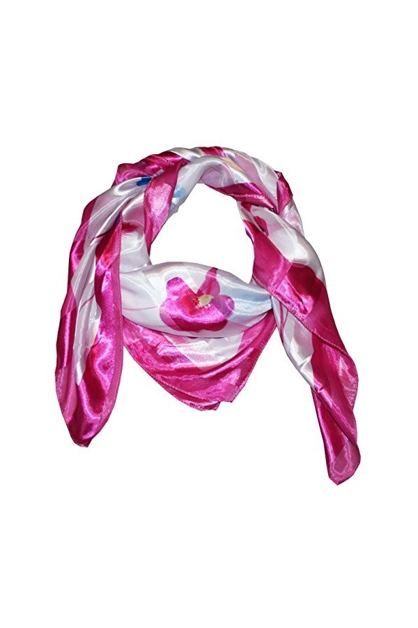 MANUMAR Foulard pour femme soyeux - Couleur unie et avec motif floral - Accessoire parfait pour lautomne et lhiver, Blanc/v