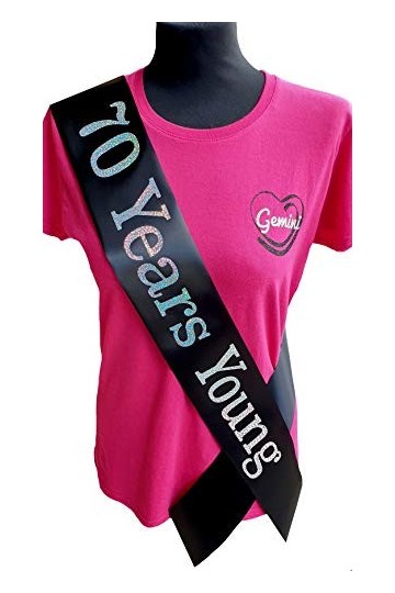 Gemini Ribbons - Écharpe holographique 70 Years Young – 70e anniversaire – Cadeau pour homme et femme