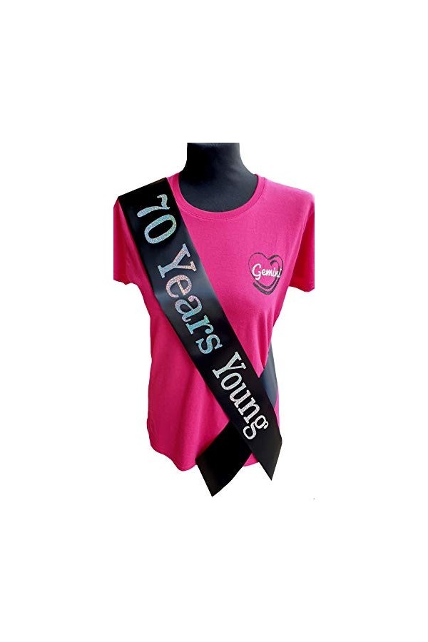 Gemini Ribbons - Écharpe holographique 70 Years Young – 70e anniversaire – Cadeau pour homme et femme