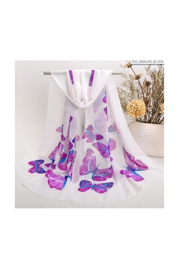 Violet papillon coloré pour femme sacrf shawl, Polyester