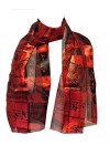 Pamper Yourself Now Foulard fin brillant avec motif notes et instruments de musique, Rouge