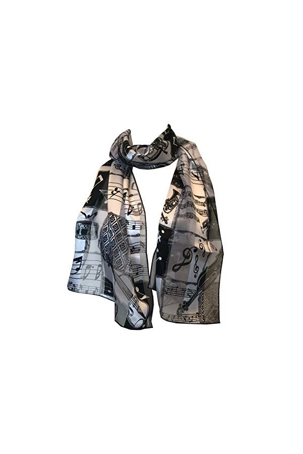 Pamper Yourself Now Foulard fin brillant avec motif notes et instruments de musique, Rouge