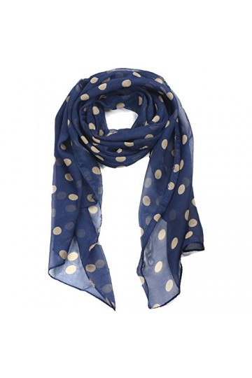 TRIXES Foulard doux à la mode pour femme bleu marine à pois dorés