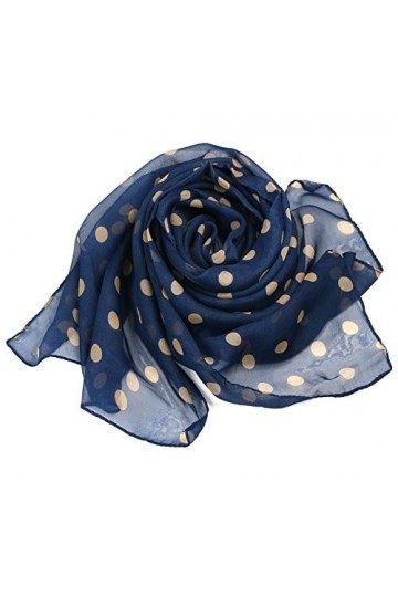 TRIXES Foulard doux à la mode pour femme bleu marine à pois dorés