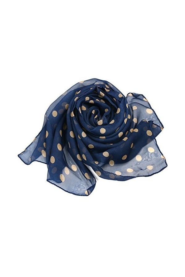 TRIXES Foulard doux à la mode pour femme bleu marine à pois dorés