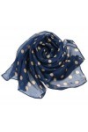 TRIXES Foulard doux à la mode pour femme bleu marine à pois dorés