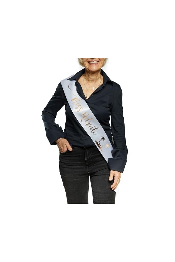 Echarpe pour Fêter pour Fêter Le Départ en Retraite - Echarpe Blanche et Or - Vive la Retraite ou Miss Retraite Miss Retrait