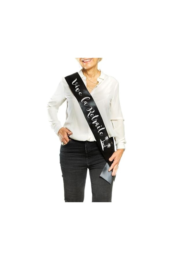 Echarpe pour Fêter pour Fêter Le Départ en Retraite - Echarpe Blanche et Or - Vive la Retraite ou Miss Retraite Miss Retrait