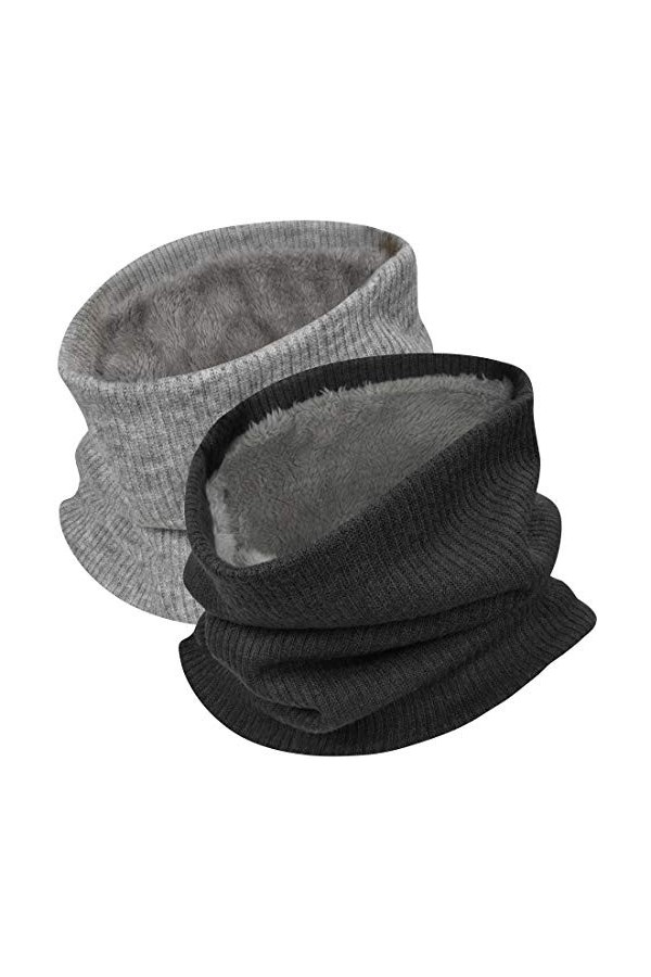 Yuson Girl 2 Pièces Col Écharpe Chauffant Hiver Tour De Cou Tricoté Avec Doublé Polaire Chaud Cache-Col Épais Foulard Tube Éc