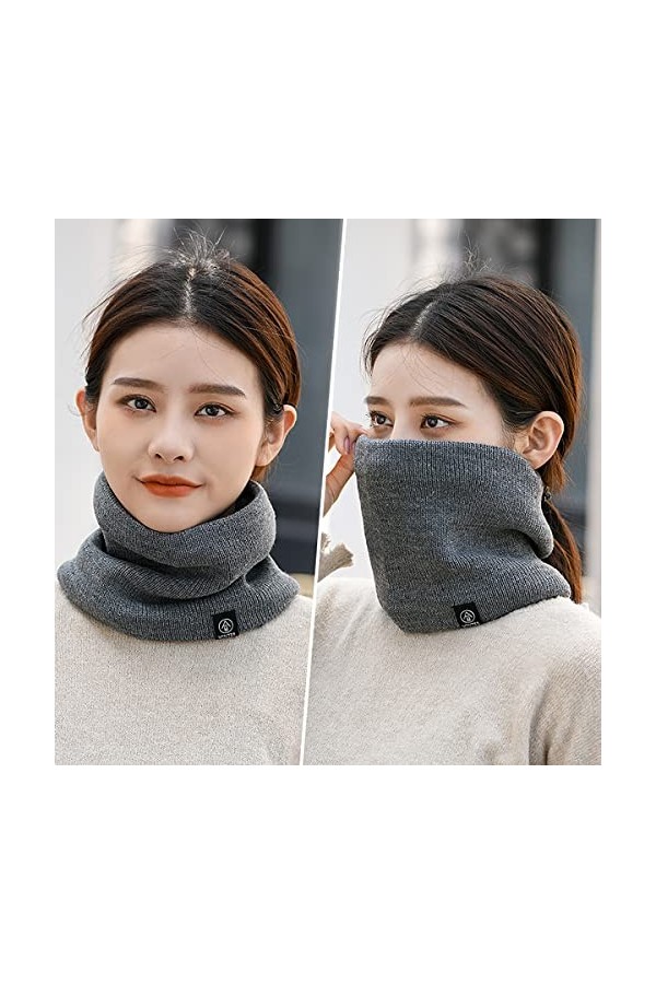 Hivernale Tube Écharpe Femme et Homme Hiver Tour de Cou Chaud Tricot Foulard laine Doublée Tricot Écharpe de laine Isolante p