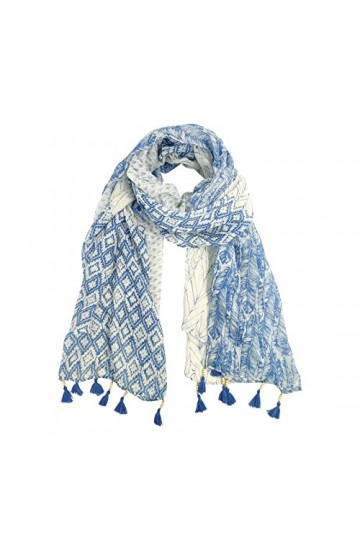 Andiker Écharpe Légère pour Femme Châle long Enveloppant à Gland Imprimé Plumes, écharpes élégantes pour dames Pour le Printe