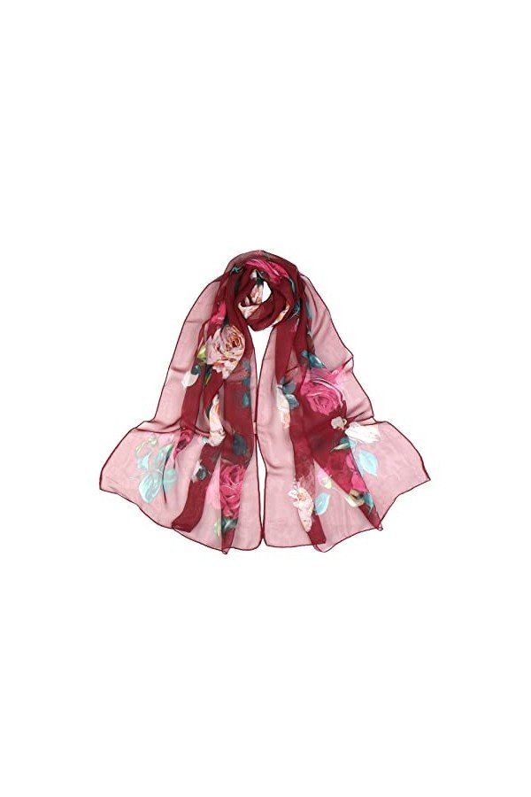 Andiker Écharpe Légère pour Femme Châle long Enveloppant à Gland Imprimé Plumes, écharpes élégantes pour dames Pour le Printe