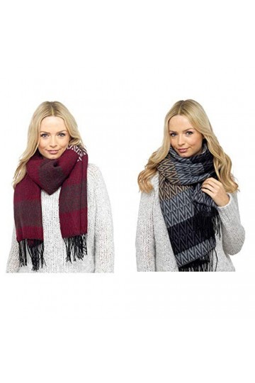 HPNK Limited Écharpe en polaire douce pour femme Couleur mélangée Marron Gris 185 cm, Marron, gris., 26 x 20 x 2 cm