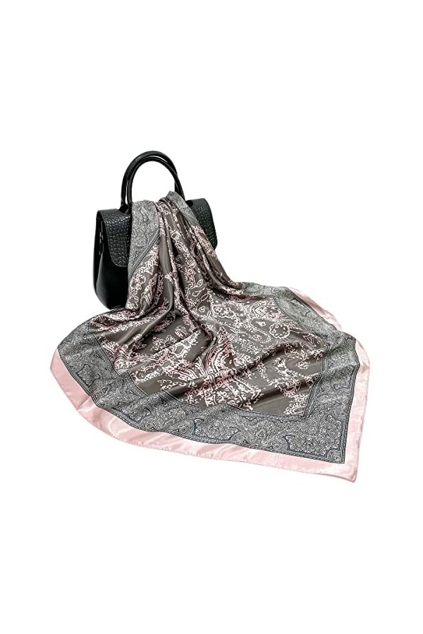 FAIRYGATE Écharpe carrée en soie mélangée pour femme Bandanas Spécial Dsign Cheveux Bandeau Mouchoir Echarpe Carré Multi-moti