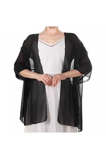 Châle Dames Noir Etoles Femme Écharpe en Mousseline de Soie Douce Châle en Soie Douce Convient Aux Robes de Soirée et Aux Mar