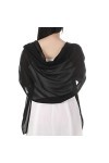 Châle Dames Noir Etoles Femme Écharpe en Mousseline de Soie Douce Châle en Soie Douce Convient Aux Robes de Soirée et Aux Mar
