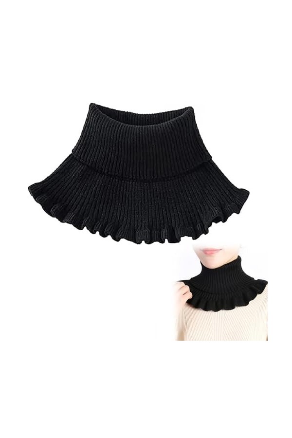 Rakiuty Amovible Écharpe Stretch Cache-Cou,Femmes Hommes Filles Tricoté Col Roulé,Hiver Tricot Chaud Écharpe,Faux Col Femme,F