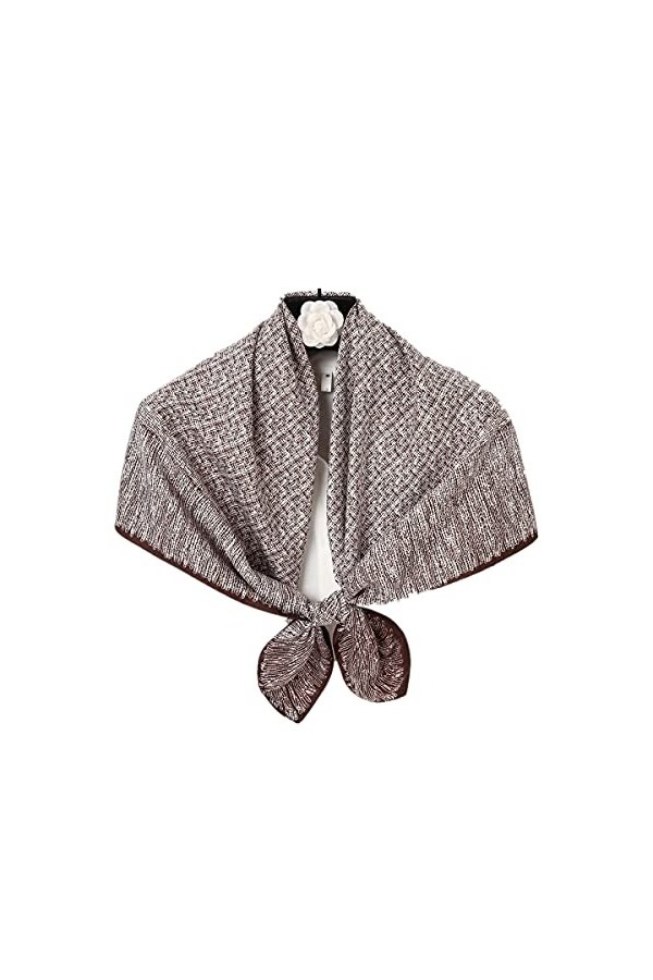 Cebilevin Grand Foulards Fichu Foulard de Tête Polyester Dessins Pied-de-poule Obscur 90x90cm