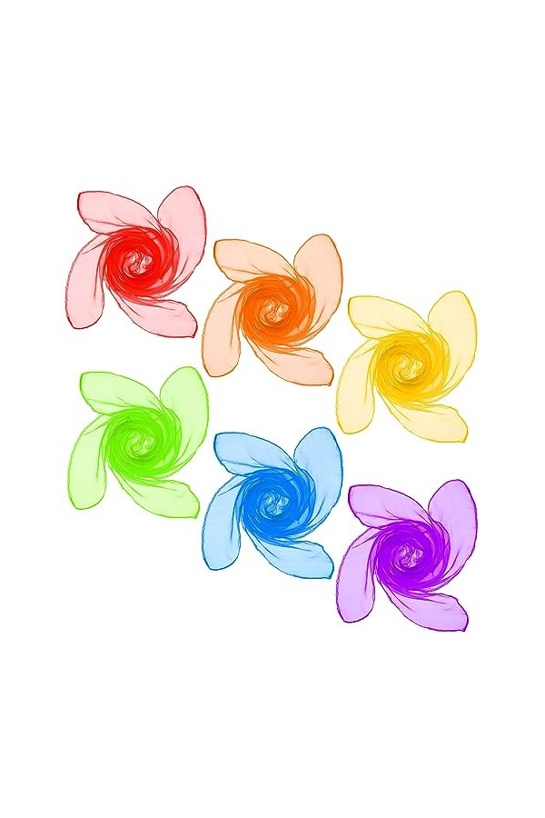 Lusofie 6 Pièces Echarpe en Mousseline de Soie Foulard Vintage Echarpe Carrée en Mousseline de Soie Echarpe Haut des Années 1