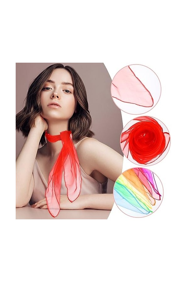 Lusofie 6 Pièces Echarpe en Mousseline de Soie Foulard Vintage Echarpe Carrée en Mousseline de Soie Echarpe Haut des Années 1