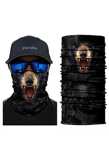 ShopINess Cache-Cou Foulard Multifonctions Unisexe pour le Sport Animaux Ours Noir 