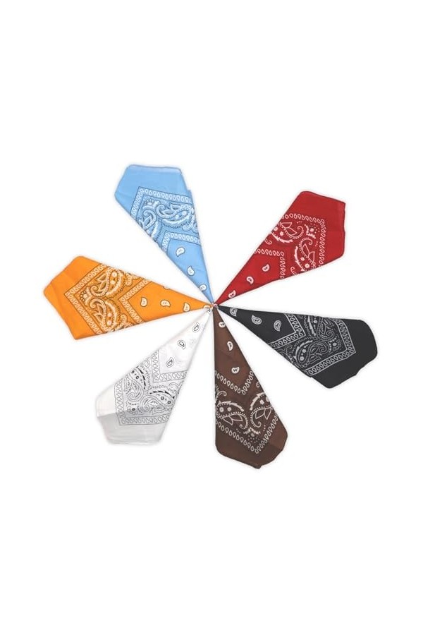 Bandanas Foulards Accessoire 6 pcs Bandanas Mouchoir Unisexe,Bandeau de Cheveux,Echarpe de Cou, Foulards en Coton Rétro Style