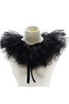 Kdjsic Femmes Victorien à Volants Maille Faux col châle rétro Couches Tulle détachable Cou Volant décoratif Clown Cosplay Tou