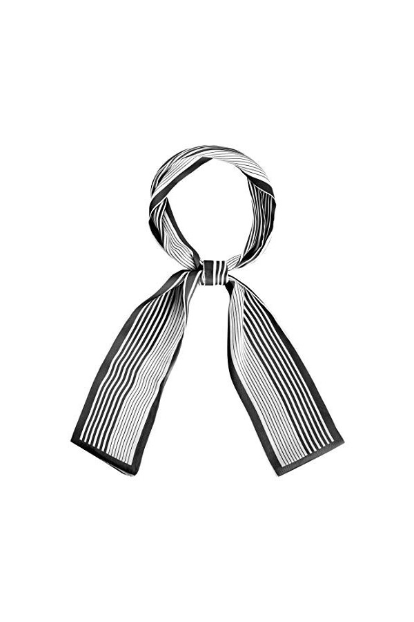 sourcing map Foulards Maigre Bande Cou Enveloppes Fasion Foulard Ribbon Bandeau pour Femmes Noir M