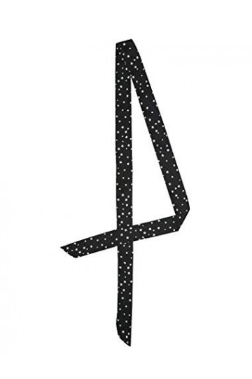 sourcing map Femmes Star Print Skinny Scarf Neck Foulards Double face Foulard Hair Wrap Noir 195 x 4cm / 76.77 x 1.57 inches 