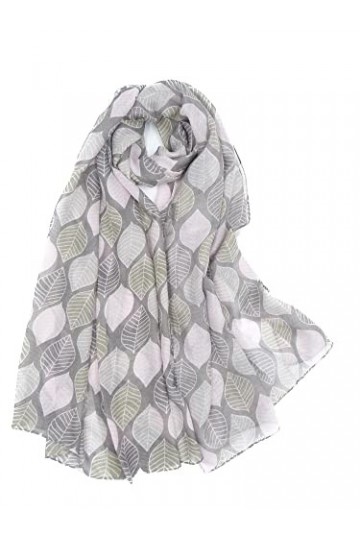 Claudia & Jason® Écharpe toutes saisons Motif feuilles darbre Grande taille - Noir - Taille Unique