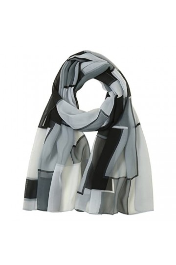 KAVINGKALY écharpe à fleurs en mousseline de soie écharpes florales pour femmes foulard en mousseline de soie imprimé écharpe