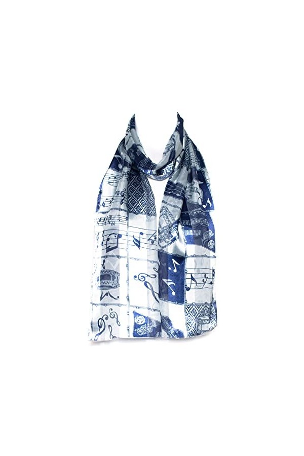 Hat To Socks Foulard en Mousseline de Satin avec Motif Instruments et Notes de Musique Noir 