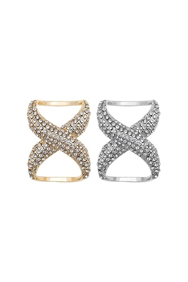 2PCS X-Shape Strass Écharpe Boucle Foulard Titulaire Anneau Foulard en Soie Fermoir Blouse Clip Wrap Pince Châle Titulaire Vê