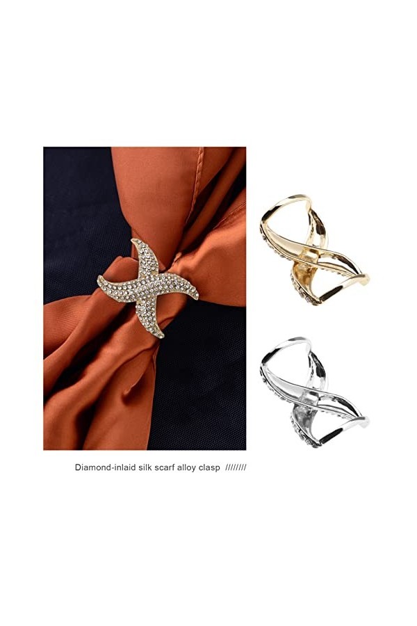 2PCS X-Shape Strass Écharpe Boucle Foulard Titulaire Anneau Foulard en Soie Fermoir Blouse Clip Wrap Pince Châle Titulaire Vê