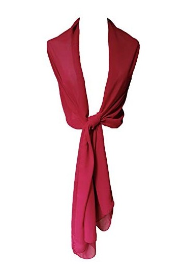 Topmode Etole écharpe femme en mousseline polyester 200cm x 70cm, Bordeaux 
