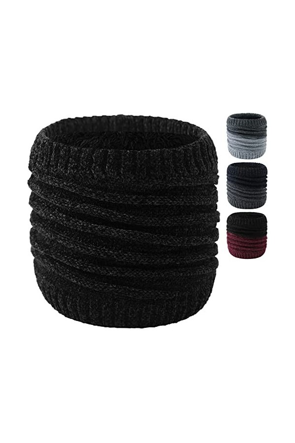 NLAND Cache-cou Écharpe Ronde Dhiver Écharpe à Doublure Polaire Tricotée Pour Hommes Et Femmes Écharpe à Col Montant Coupe-v