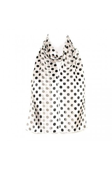 Hat To Socks Foulard en Mousseline de Satin à Pois Noir/Blanc 