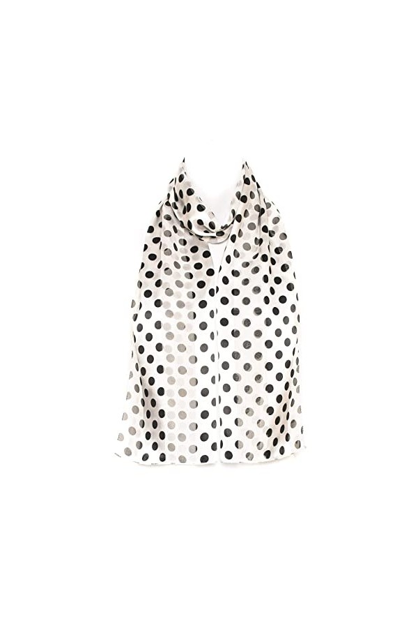 Hat To Socks Foulard en Mousseline de Satin à Pois Noir/Blanc 