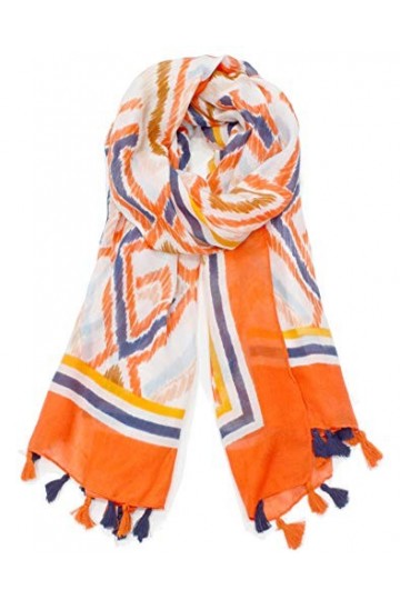 Van Der Rich ® - Echarpe avec franges - Femme 1-Orange 