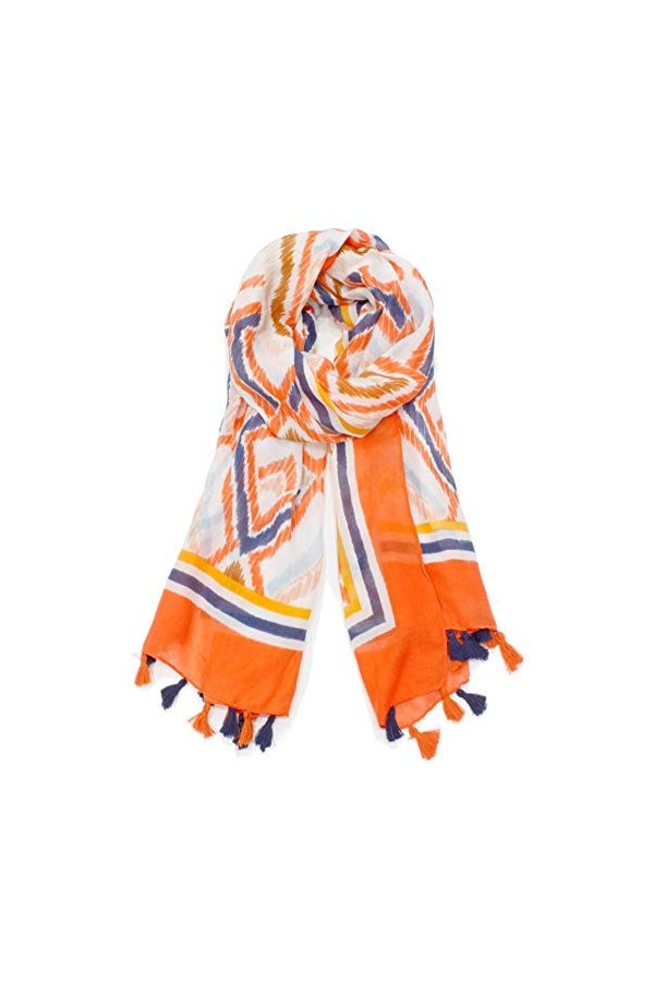 Van Der Rich ® - Echarpe avec franges - Femme 1-Orange 