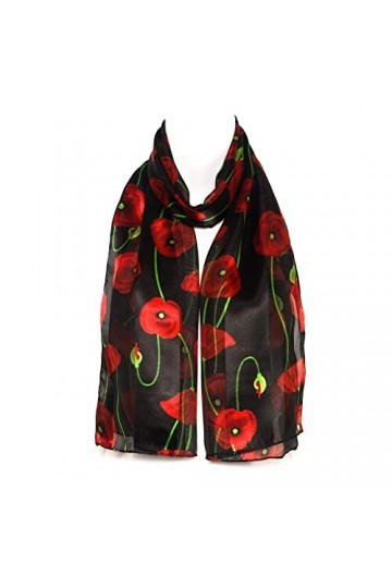 Hat To Socks Foulard en Mousseline de Satin avec Motif Pavot- Jour du Souvenir Noir 