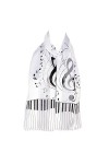 Hat To Socks Foulard en Mousseline de Satin avec Motif Notes de Musique, Piano, Clavier Blanc 
